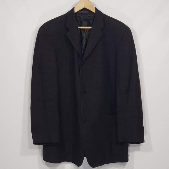 Le Trente Et UnBlack Linen 3 Button BlazerMen's 40